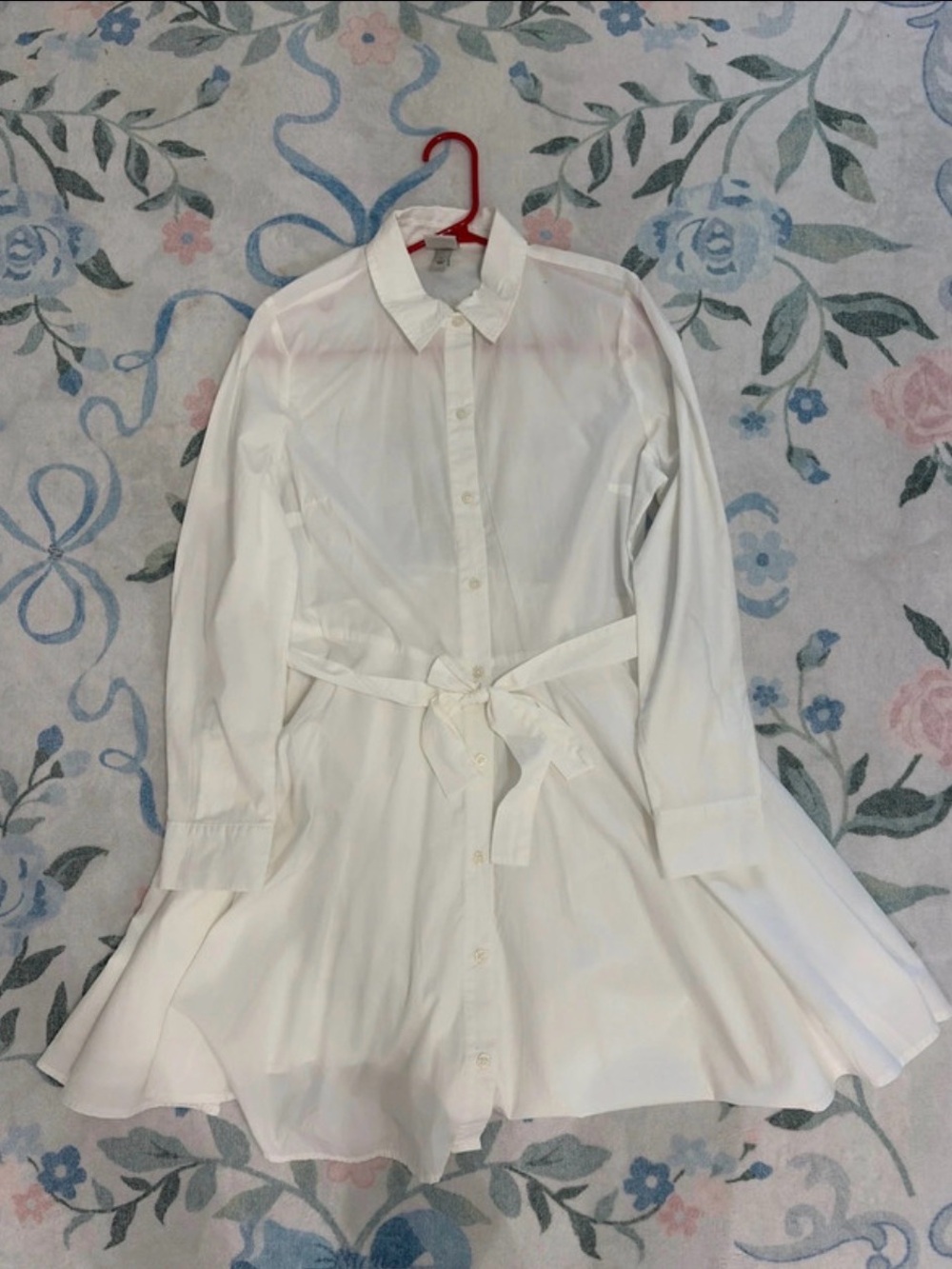 a new day White Long-Sleeve Button Front Tie-Waist Shirt Dress